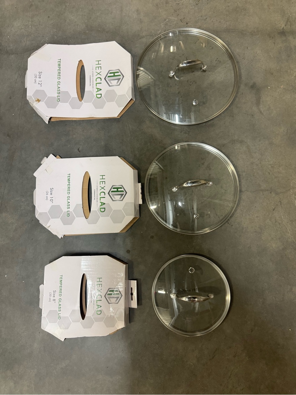 HexClad Tempered Glass Cookware Lids - Clear Glass (Set of 3)